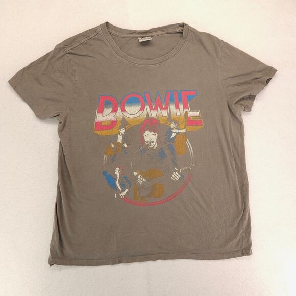 David Bowie Band Short Sleeve Graphic Shirt Womens Size Extra Large XL Gray - Picture 2 of 9